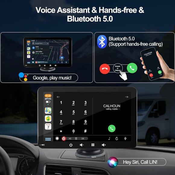 2024 Newest Wireless Apple Carplay & Android Auto, 7In HD Touchscreen Portable - Picture 6 of 11